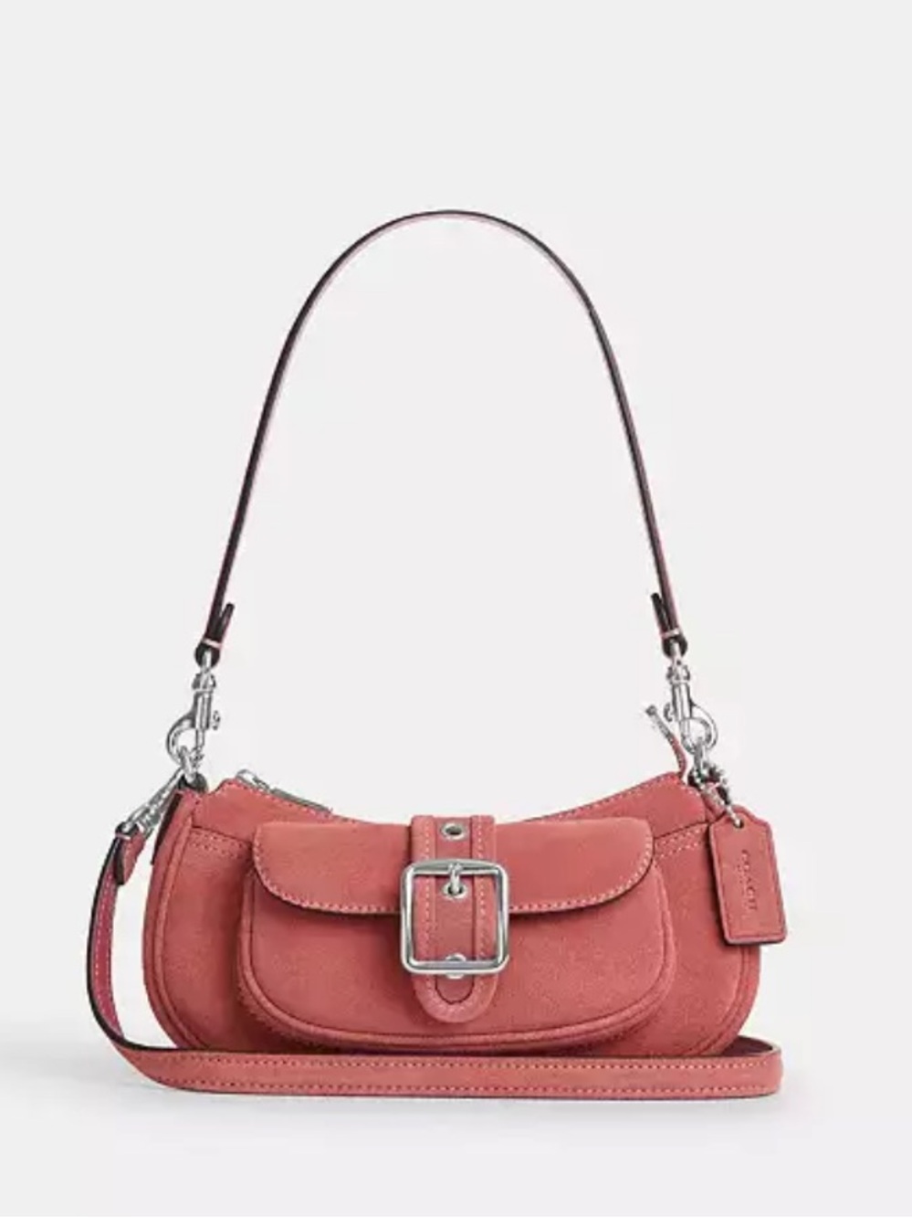 NWT Coach Mini Ashton Suede Two Way Bag in Silver/Pink Retails for $225